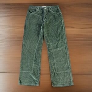 Free People Risk Taker High rise straight Corduroy Pants Olive Green 31 Wide Leg